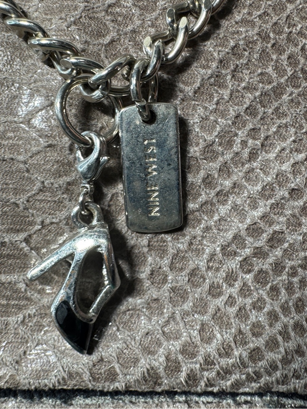 Nine West Grey Faux Snakeskin Print Laptop Bag - Picture 3 of 16